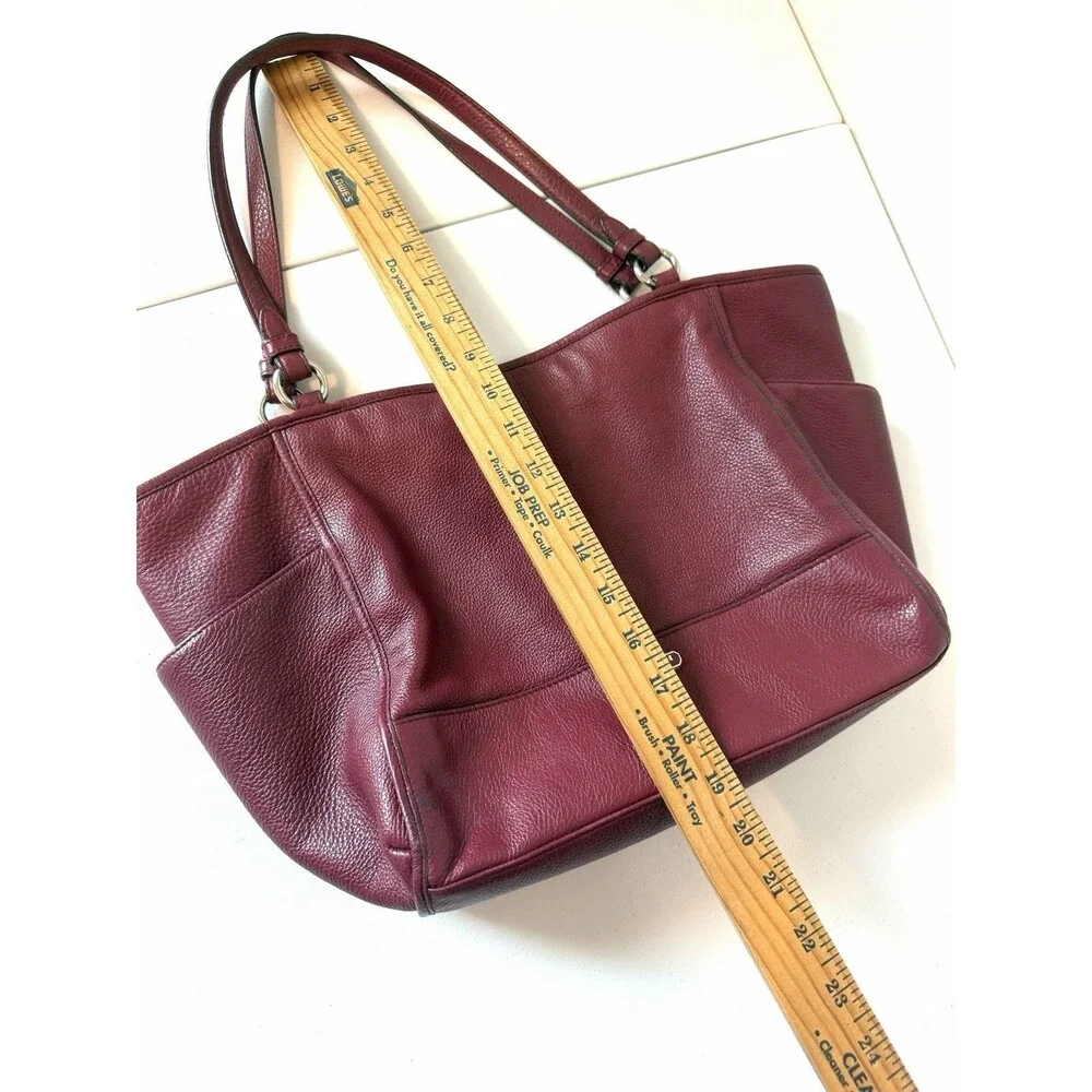 Coach Park Carrie Tote Crimson Pebbled Leather Shoulder Bag Purse